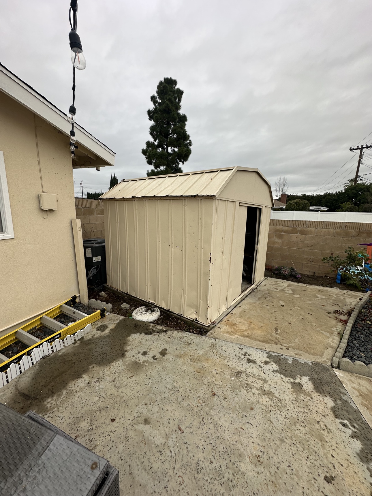 Exterior of a Fullerton shed removal project