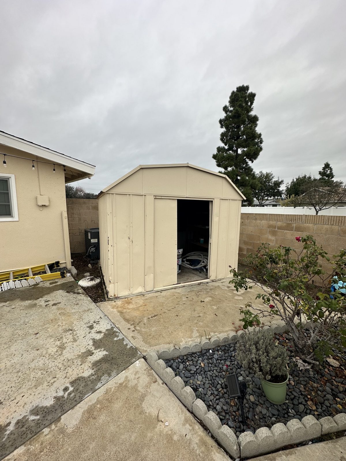 Before: shed standing at a Fullerton property