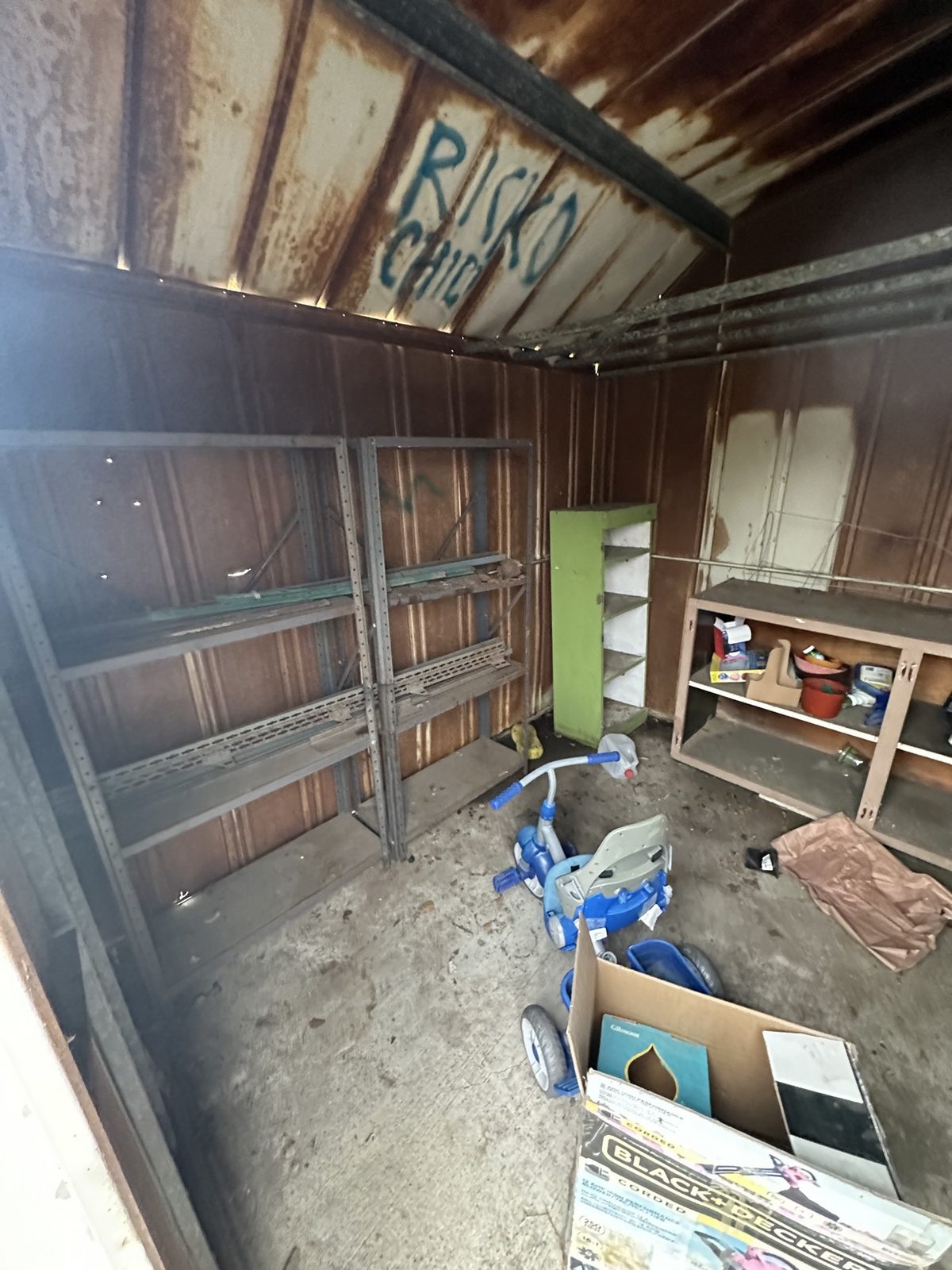 Interior of the Fullerton shed during clean-out